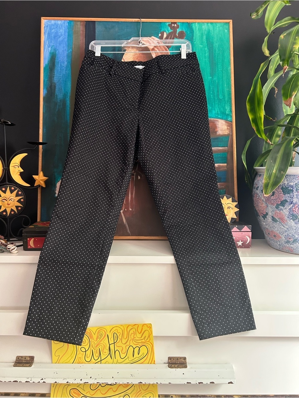 Ricki’s Cropped Dress Pants Womens Size 8 Black White Polka Dot Career Ankle